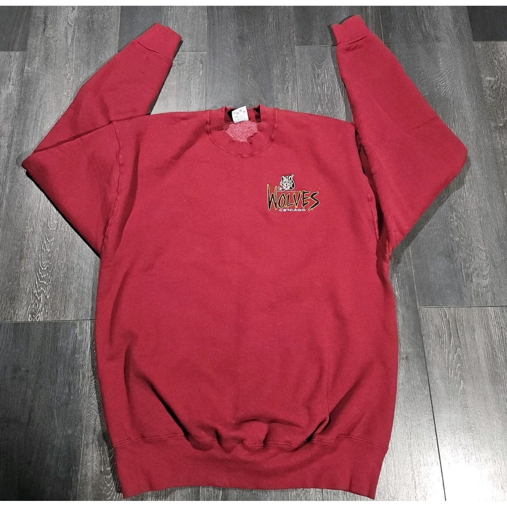 VTG Salem Sportswear Chicago Wolves Sweatshirt Adult XL Maroon Hockey 90s US